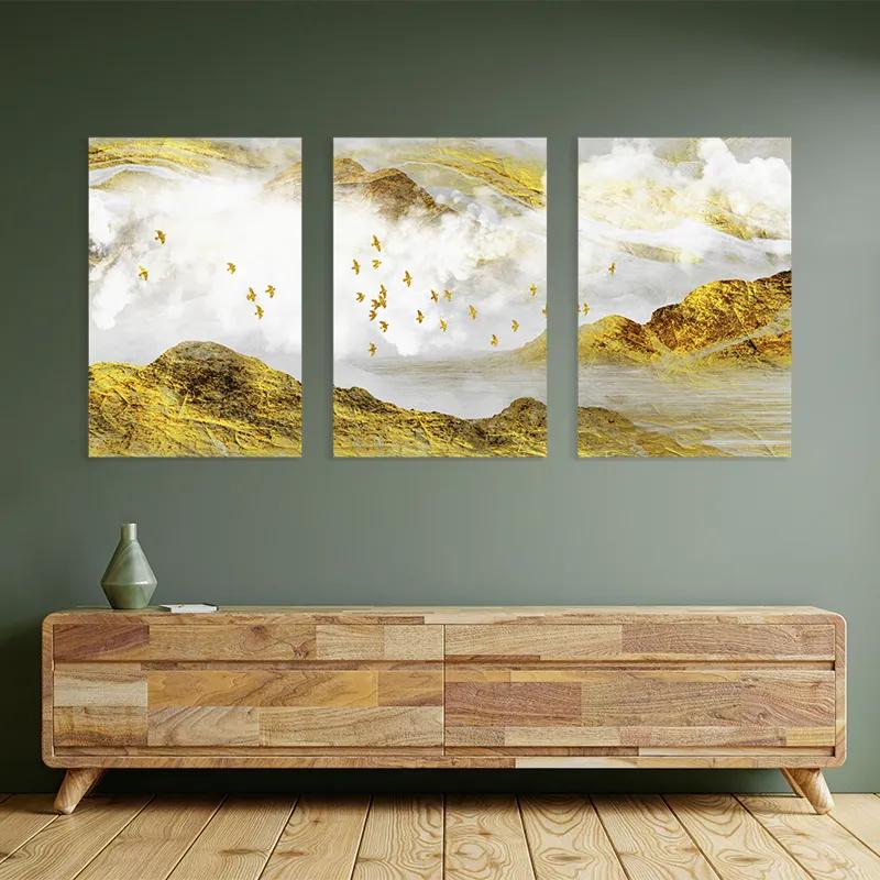 Obraz Multicanvas Gold Mountain Set mockup 2