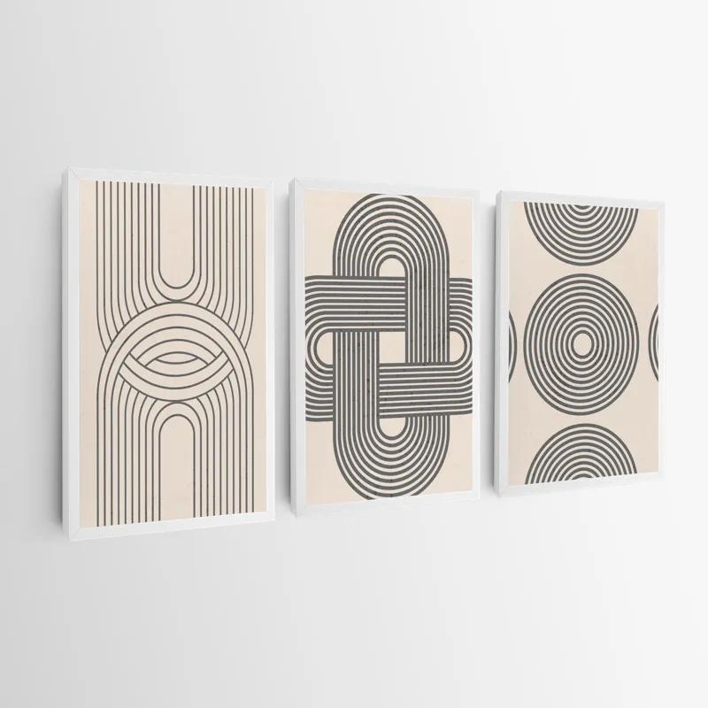 Obraz Multicanvas Geometric Cream Design mockup 0