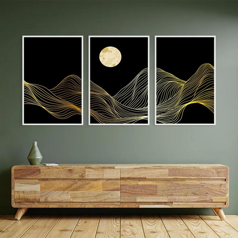Obraz Multicanvas Moon Gold Waves mockup 2