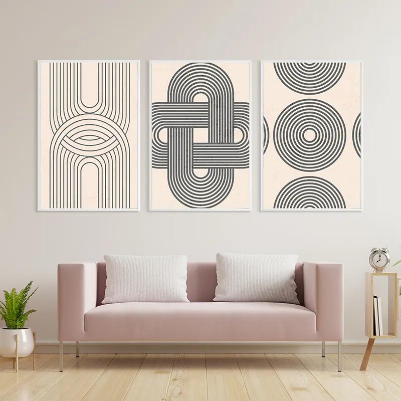 Obraz Multicanvas Geometric Cream Design mockup 3