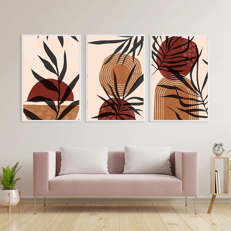 Obraz Multicanvas Grey Leaf Orange mockup 3