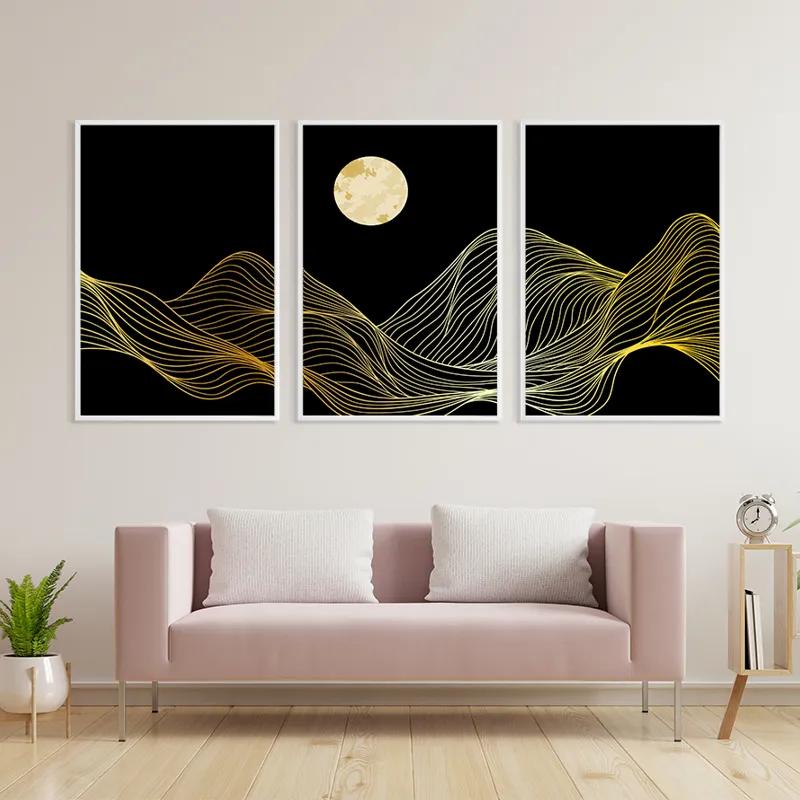 Obraz Multicanvas Moon Gold Waves mockup 3