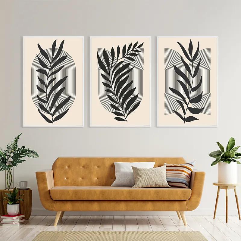 Obraz Multicanvas Dark Grey Leaf mockup 4