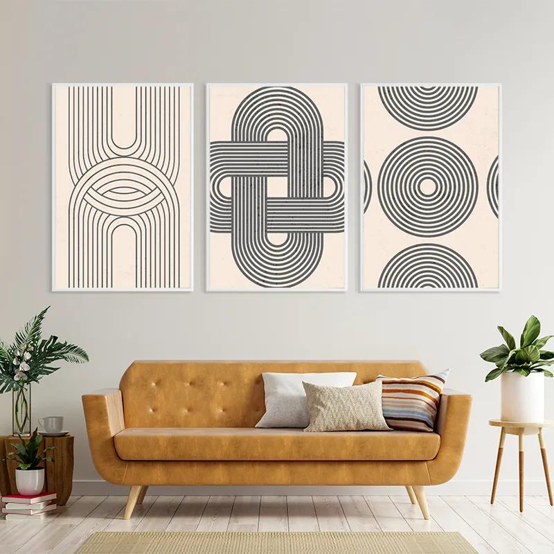 Obraz Multicanvas Geometric Cream Design mockup 4