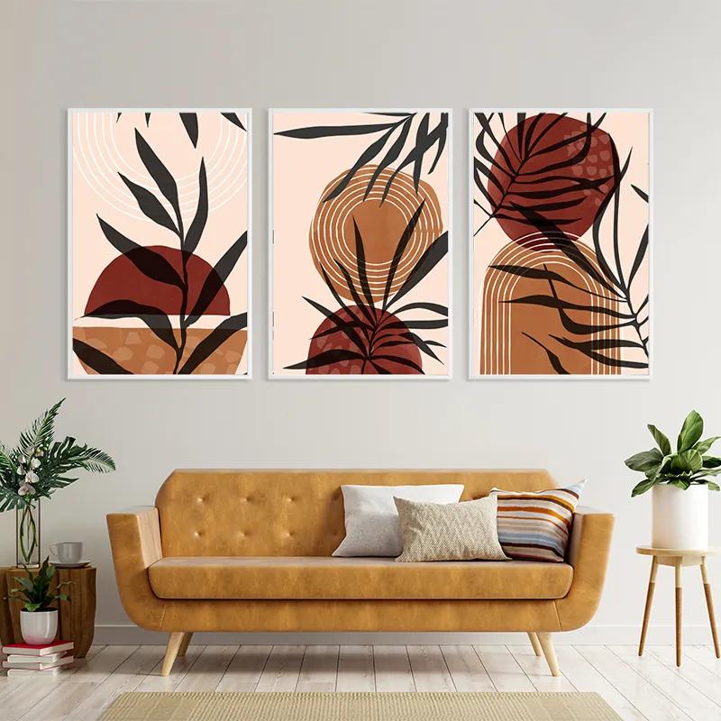 Obraz Multicanvas Grey Leaf Orange mockup 4