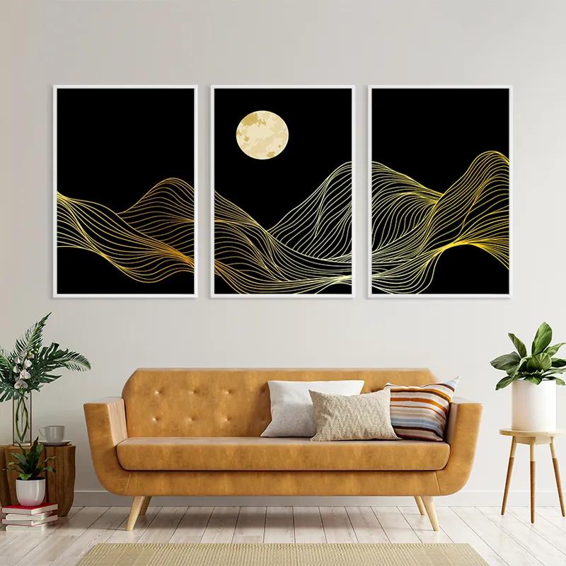Obraz Multicanvas Moon Gold Waves mockup 4