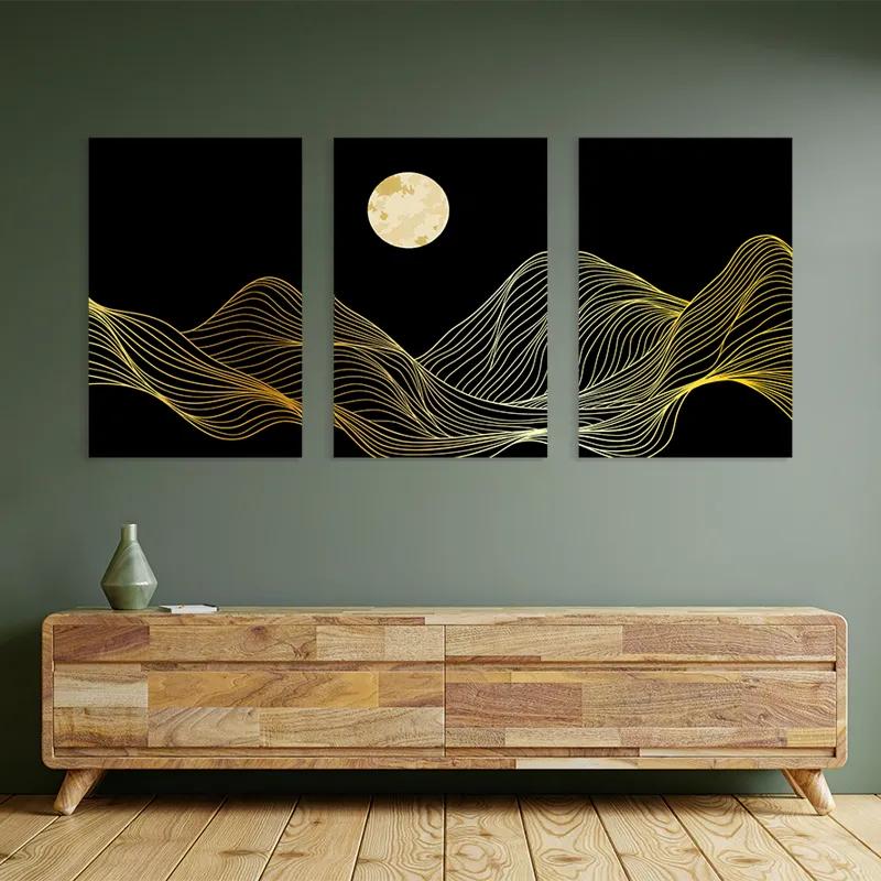 Obraz Multicanvas Moon Gold Waves mockup 2