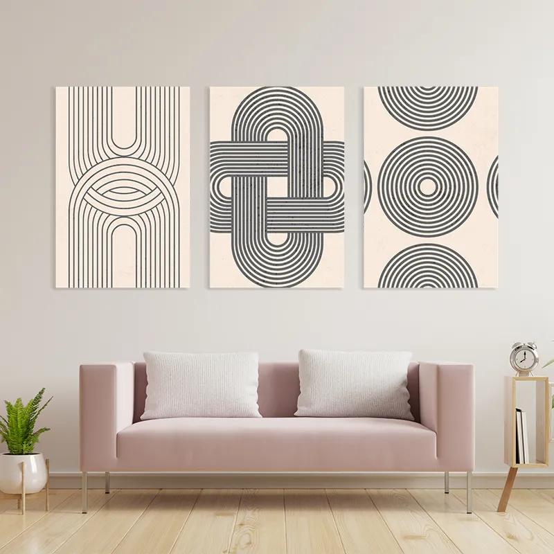 Obraz Multicanvas Geometric Cream Design mockup 3