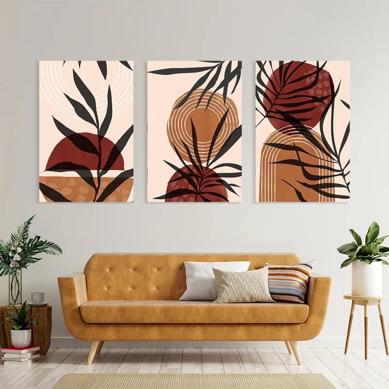 Obraz Multicanvas Grey Leaf Orange mockup 4