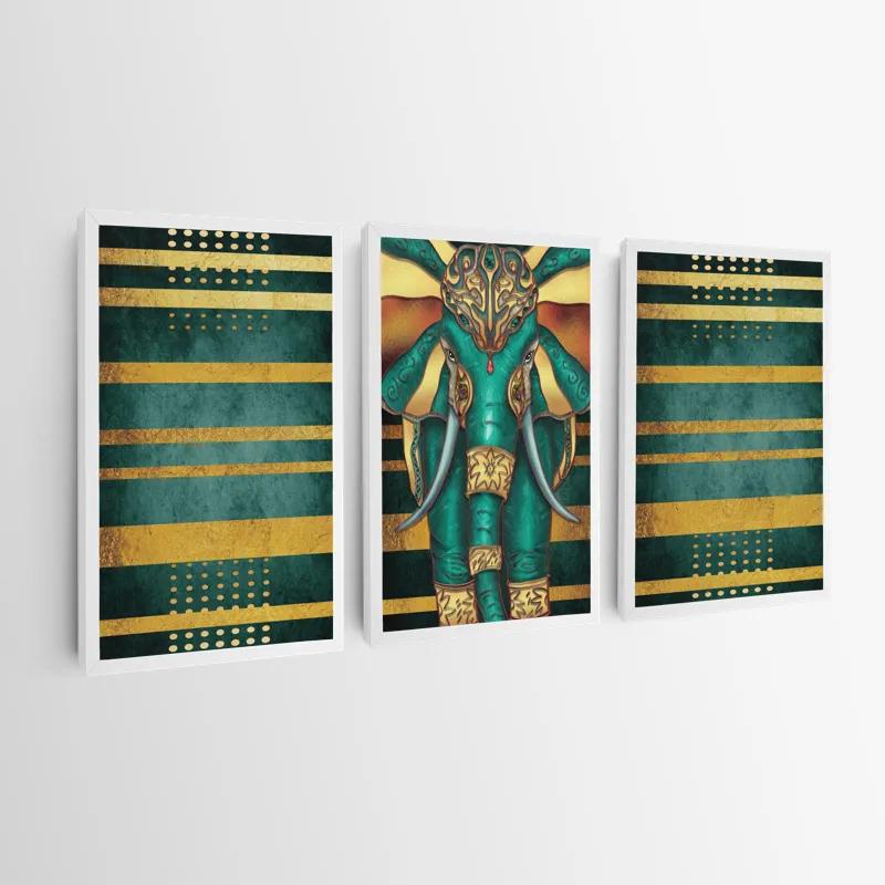 Obraz Multicanvas Bluend Gold Elephant mockup 0