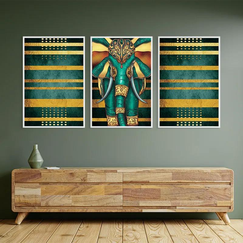 Obraz Multicanvas Bluend Gold Elephant mockup 2