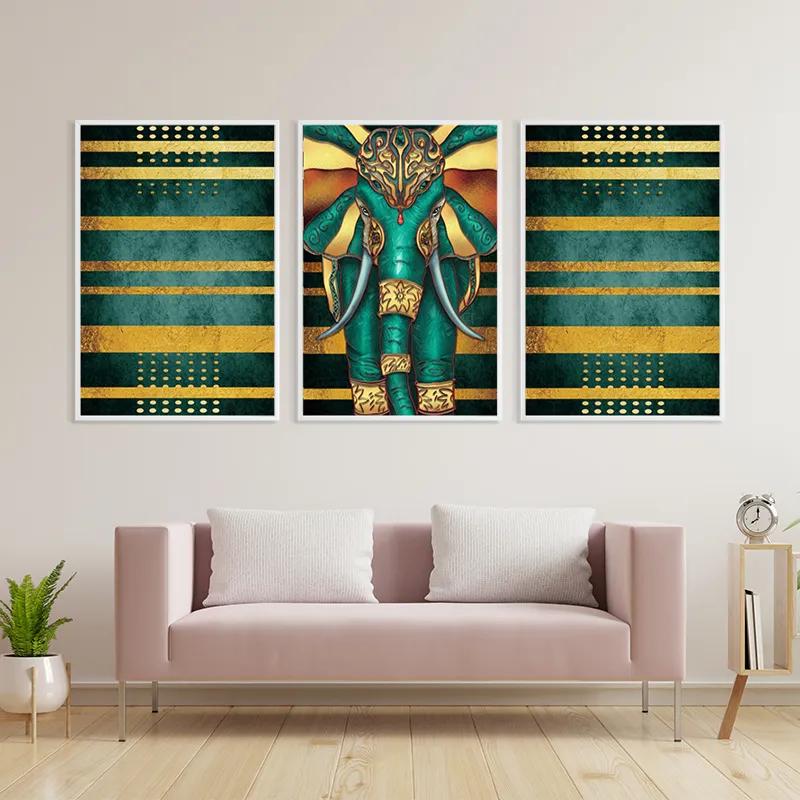 Obraz Multicanvas Bluend Gold Elephant mockup 3