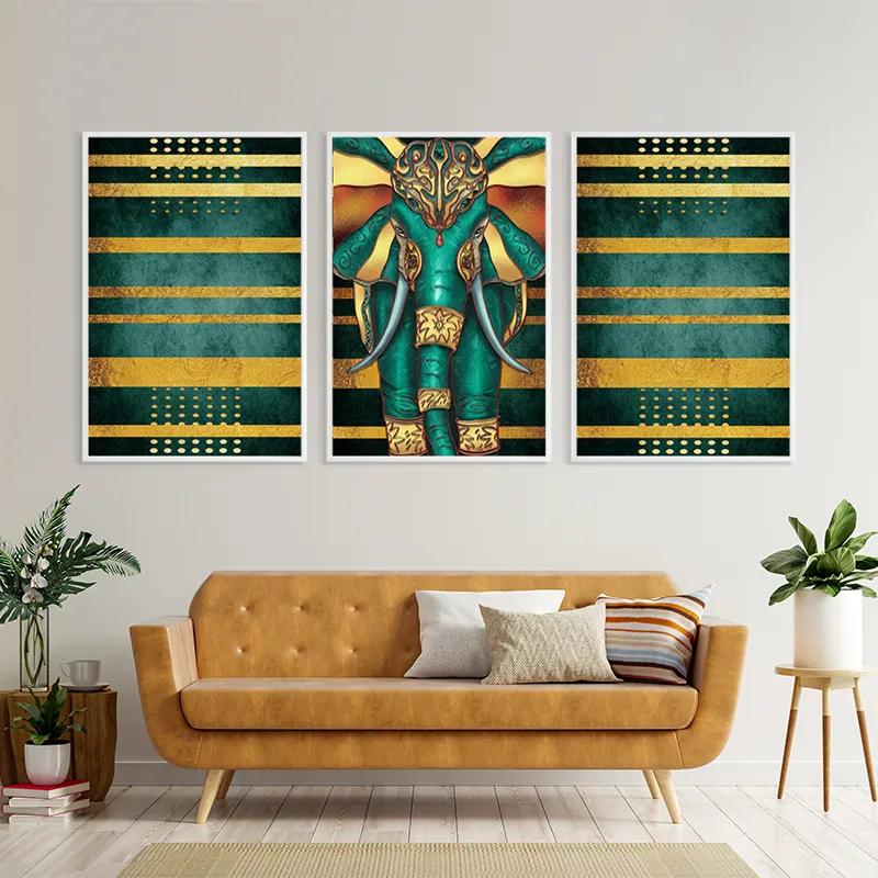 Obraz Multicanvas Bluend Gold Elephant mockup 4