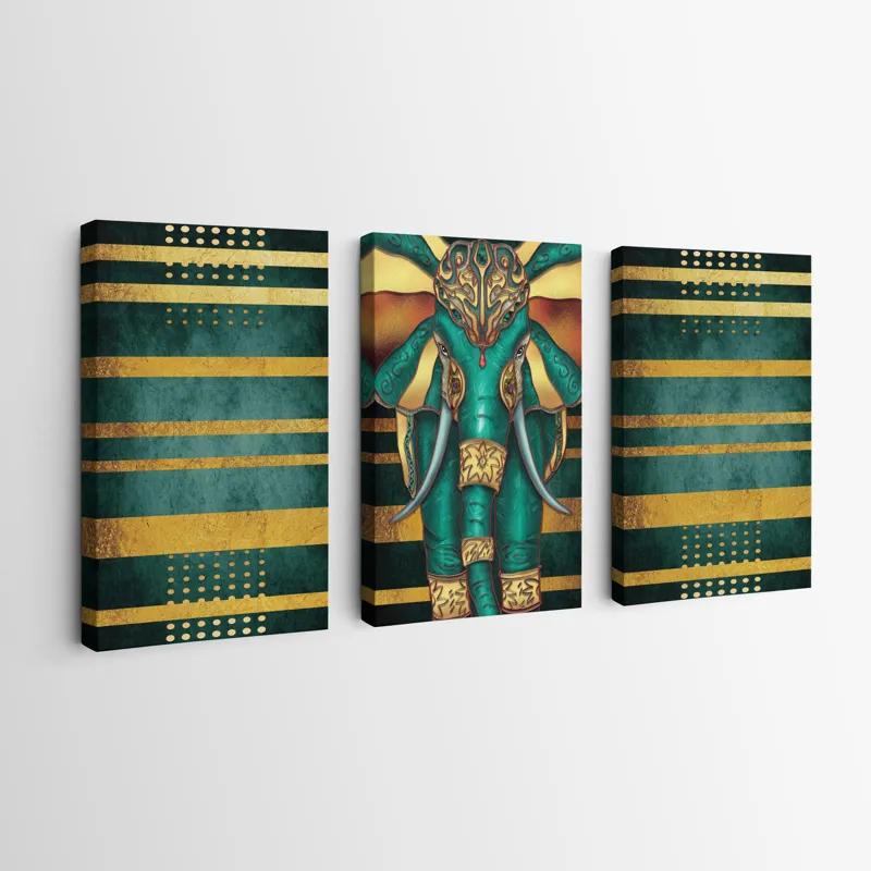 Obraz Multicanvas Bluend Gold Elephant mockup 0