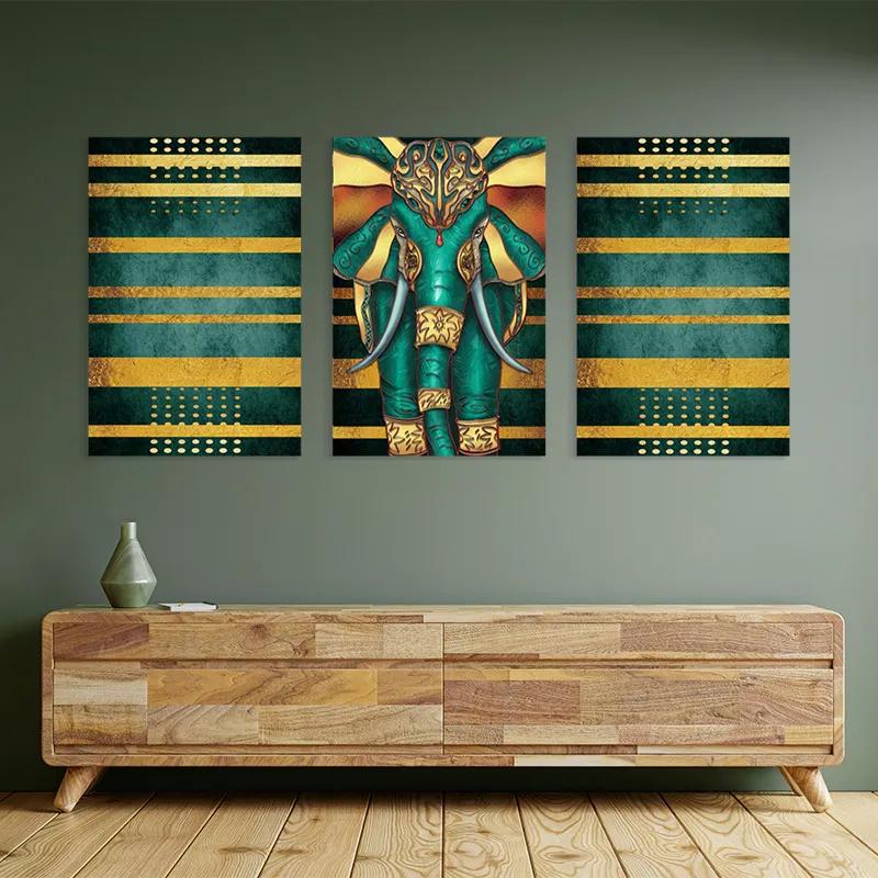 Obraz Multicanvas Bluend Gold Elephant mockup 2