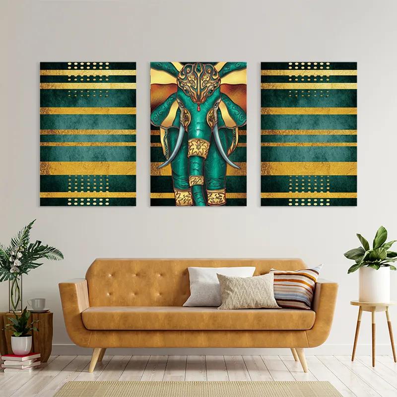 Obraz Multicanvas Bluend Gold Elephant mockup 4