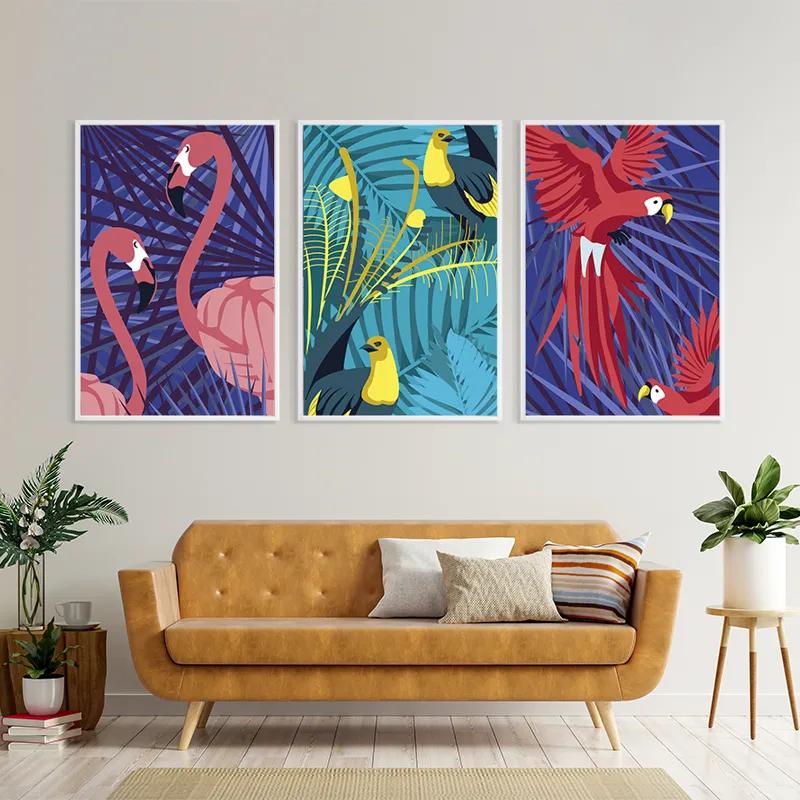 Obraz Multicanvas Exoticirds Set mockup 4