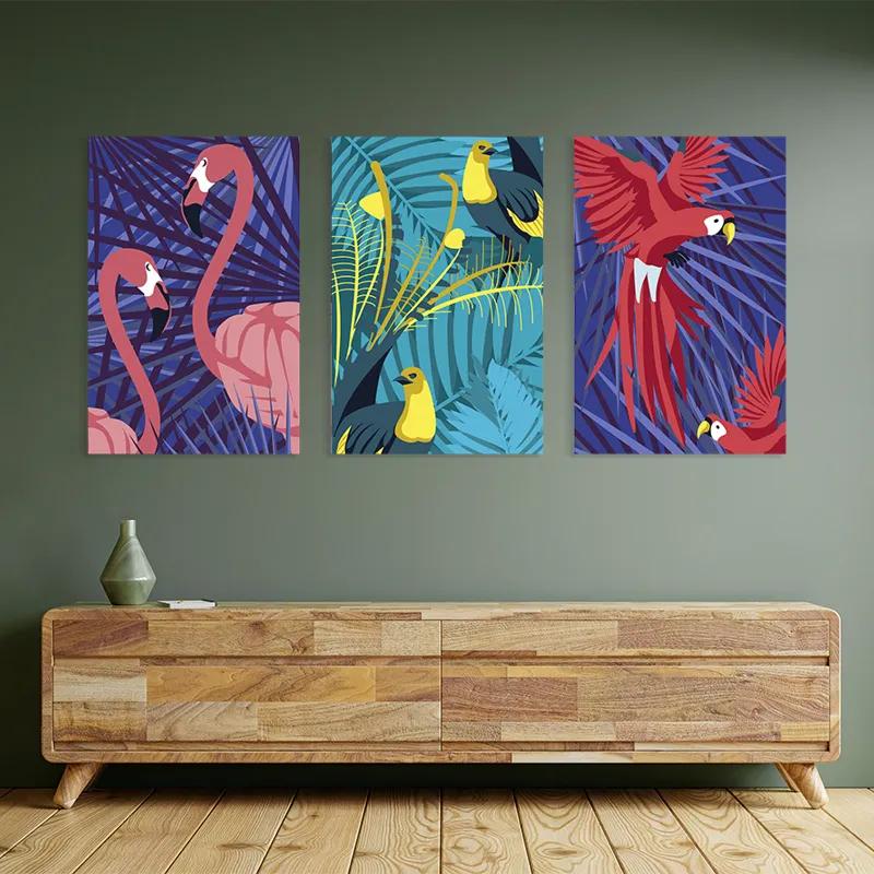 Obraz Multicanvas Exoticirds Set mockup 2