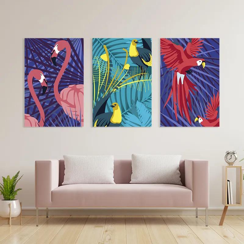 Obraz Multicanvas Exoticirds Set mockup 3