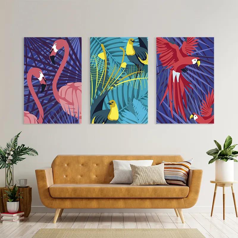 Obraz Multicanvas Exoticirds Set mockup 4