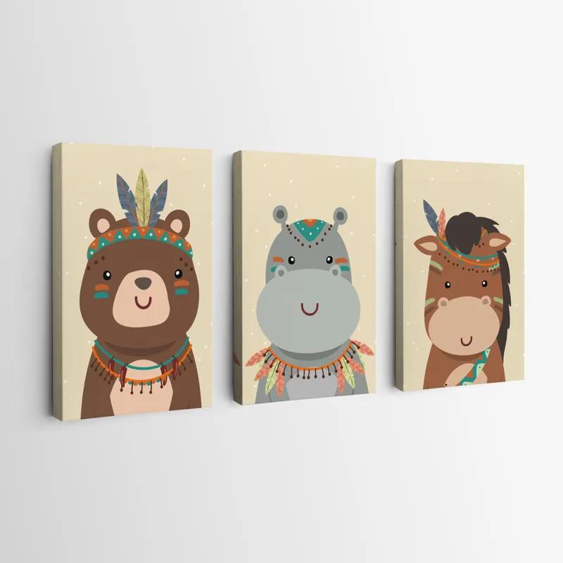 Obraz Multicanvas Indiannimals Set mockup 0