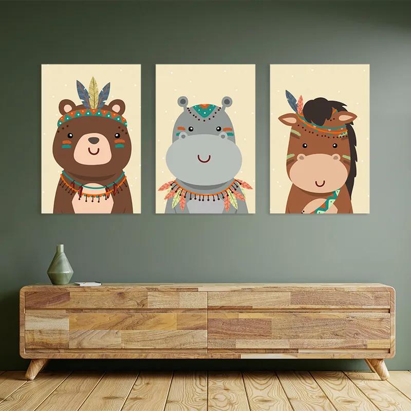 Obraz Multicanvas Indiannimals Set mockup 2