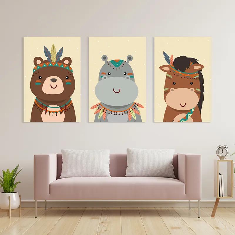 Obraz Multicanvas Indiannimals Set mockup 3