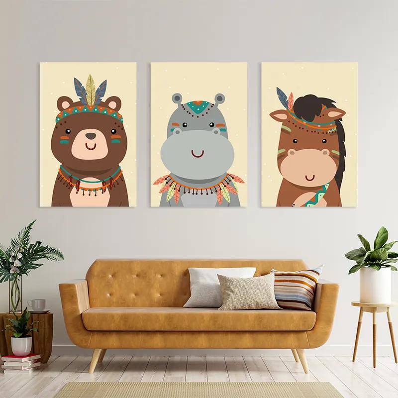 Obraz Multicanvas Indiannimals Set mockup 4