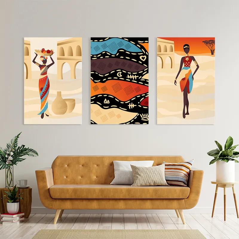 Obraz Multicanvas African Woman Set mockup 4