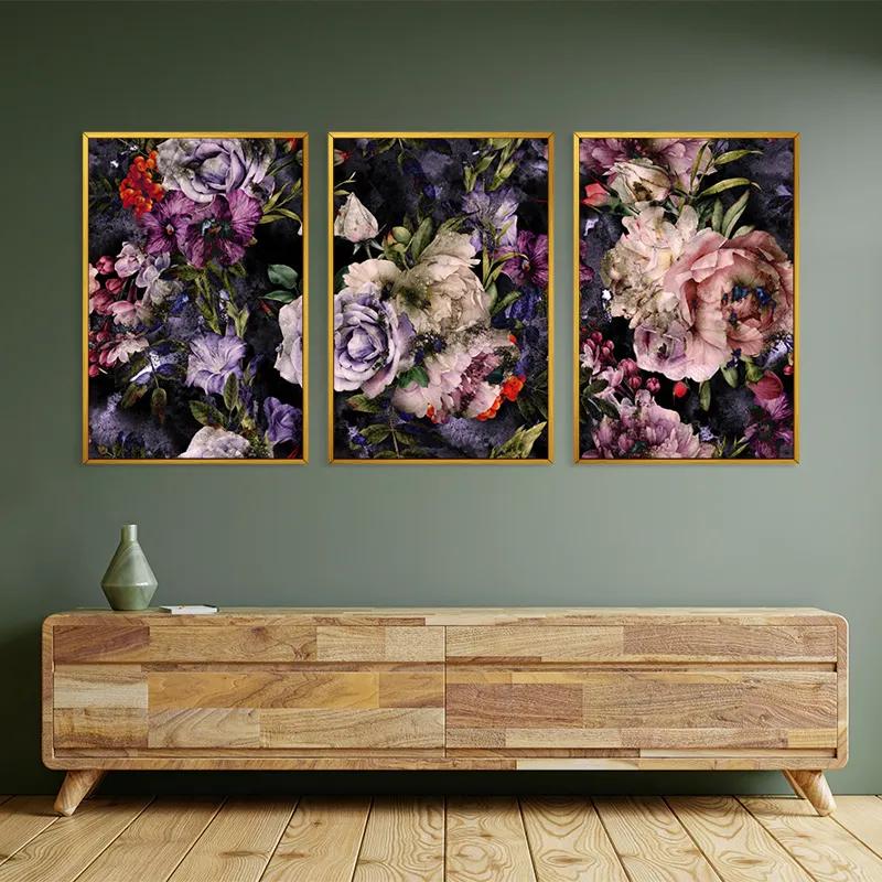 Obraz Multicanvas Abstract Purple Flowers mockup 2