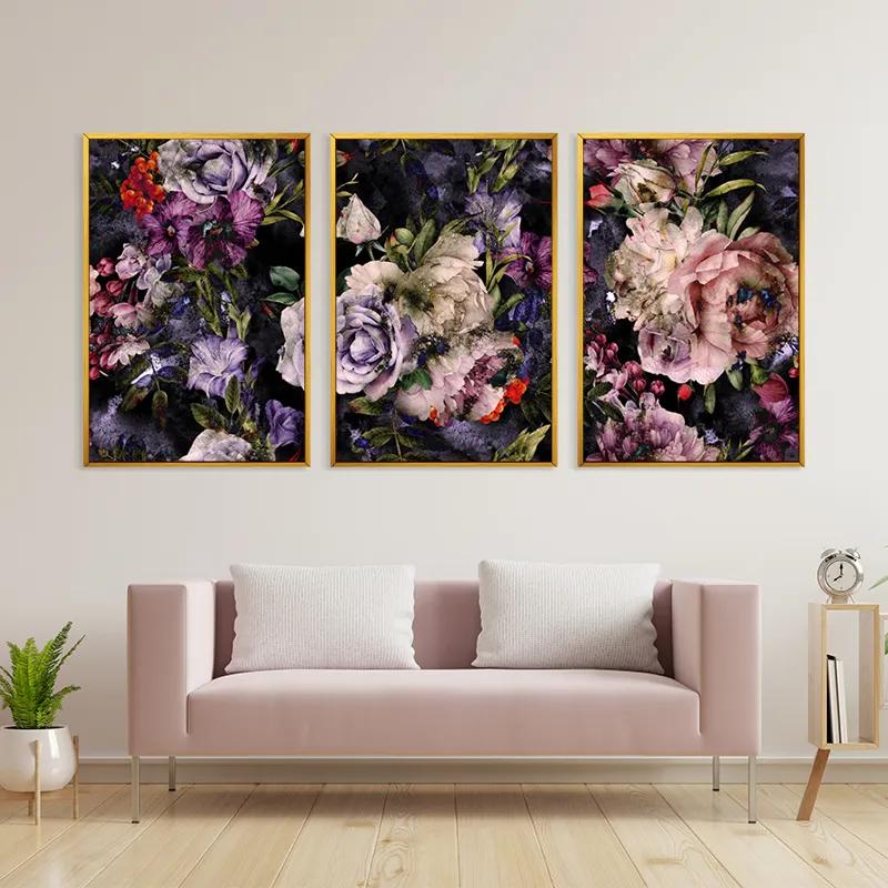 Obraz Multicanvas Abstract Purple Flowers mockup 3