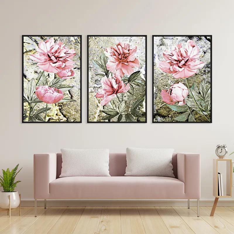 Obraz Multicanvas Bujori Roz mockup 3