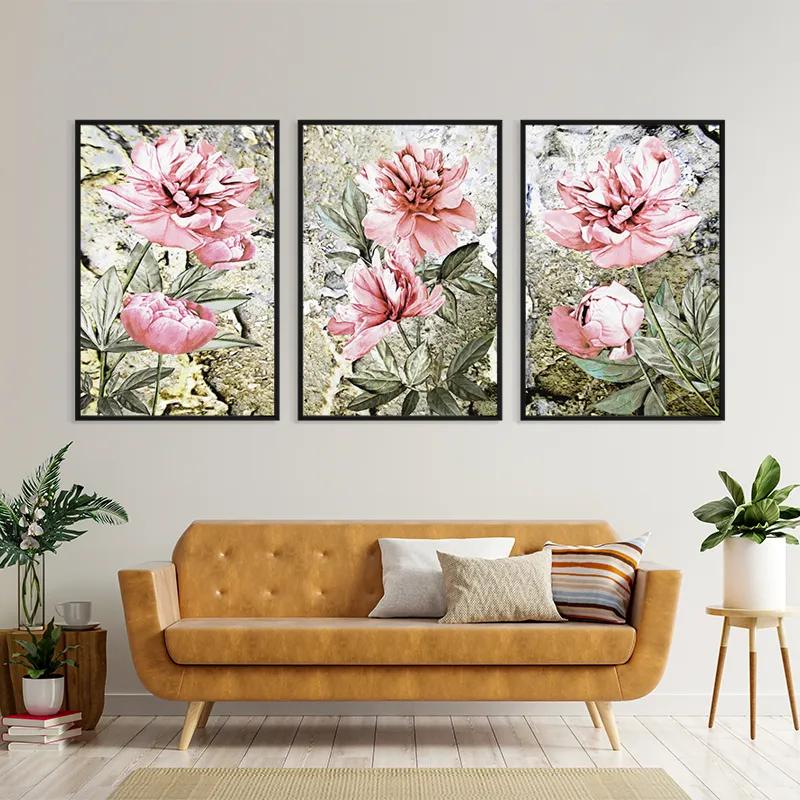 Obraz Multicanvas Bujori Roz mockup 4