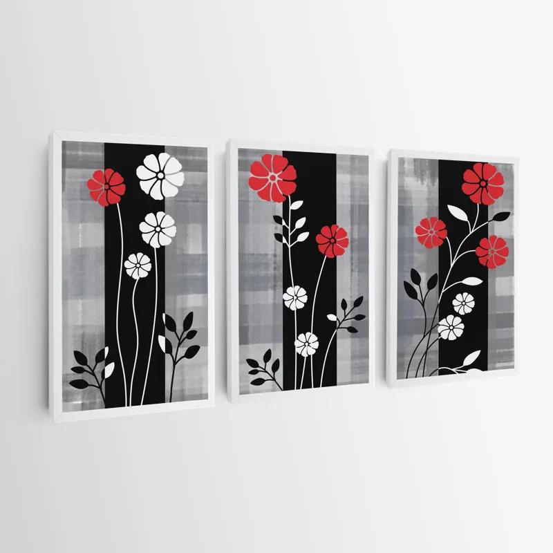 Obraz Multicanvas Whitend Red Flowers mockup 0