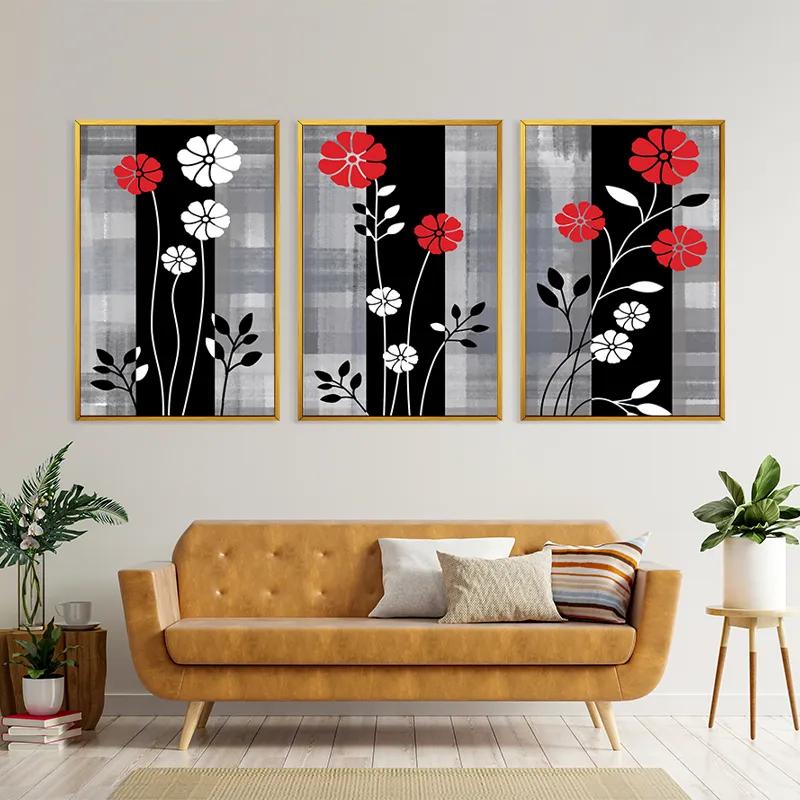 Obraz Multicanvas Whitend Red Flowers mockup 4