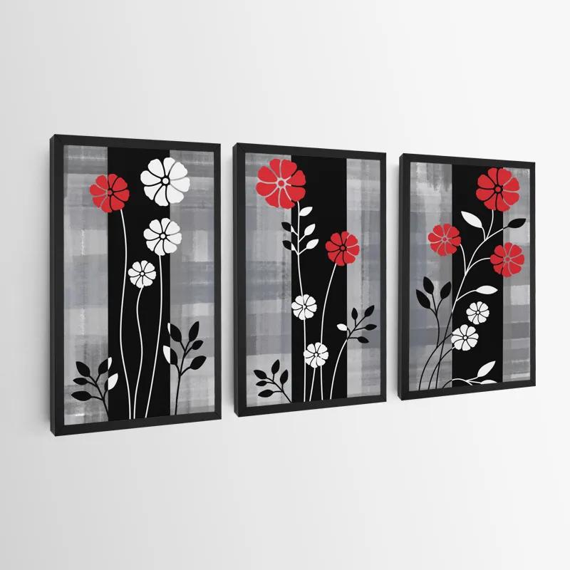 Obraz Multicanvas Whitend Red Flowers mockup 0