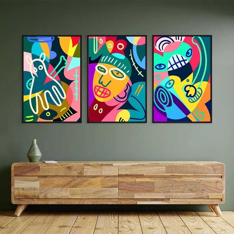 Obraz Multicanvas Colorful Face Set mockup 2