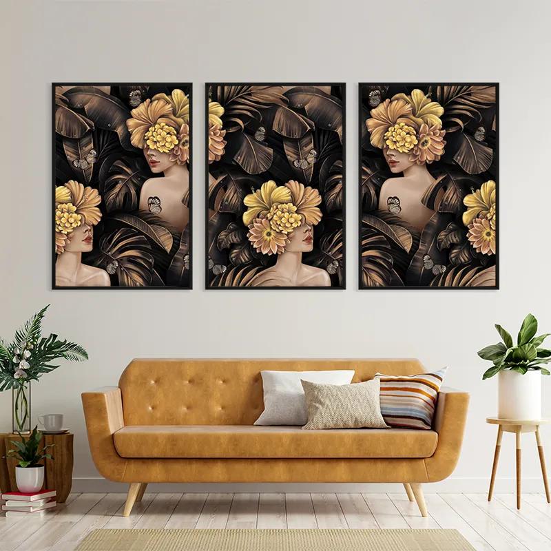 Obraz Multicanvas Golden Flower Girls mockup 4