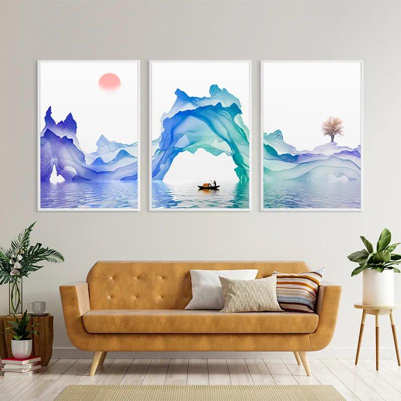 Obraz Multicanvas Abstract Purple Lake mockup 4