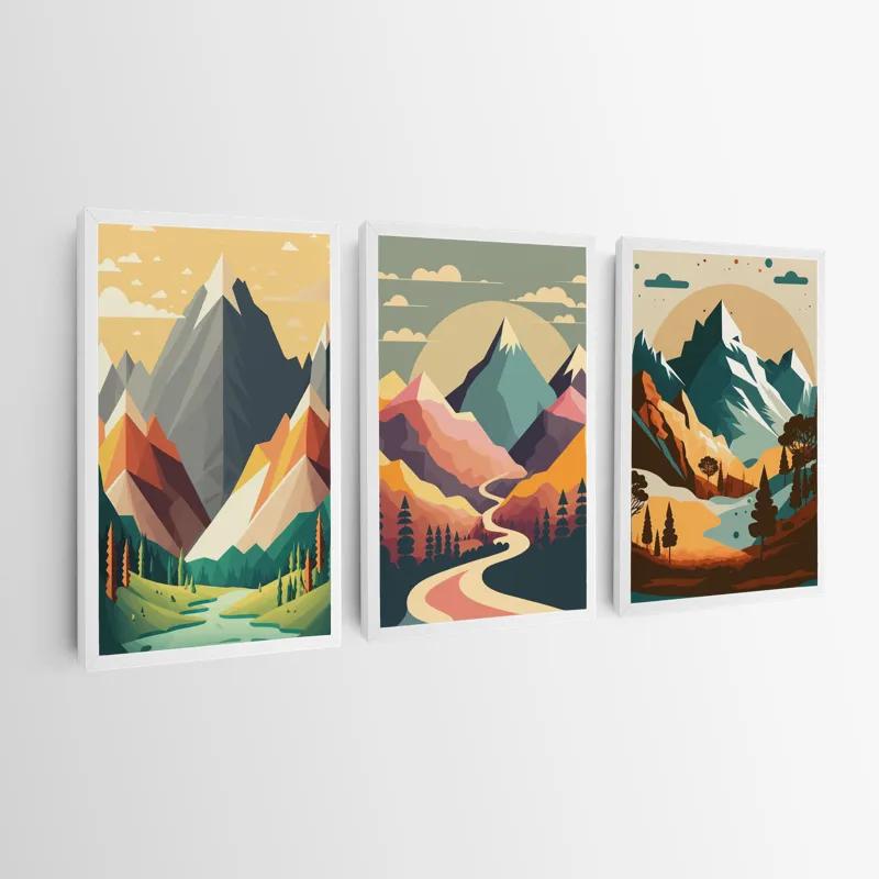Obraz Multicanvas Colorful Mountain Set mockup 0