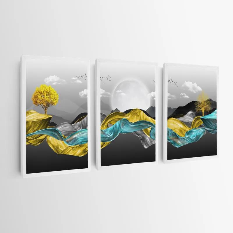 Obraz Multicanvas Gold Mountain Waves mockup 0