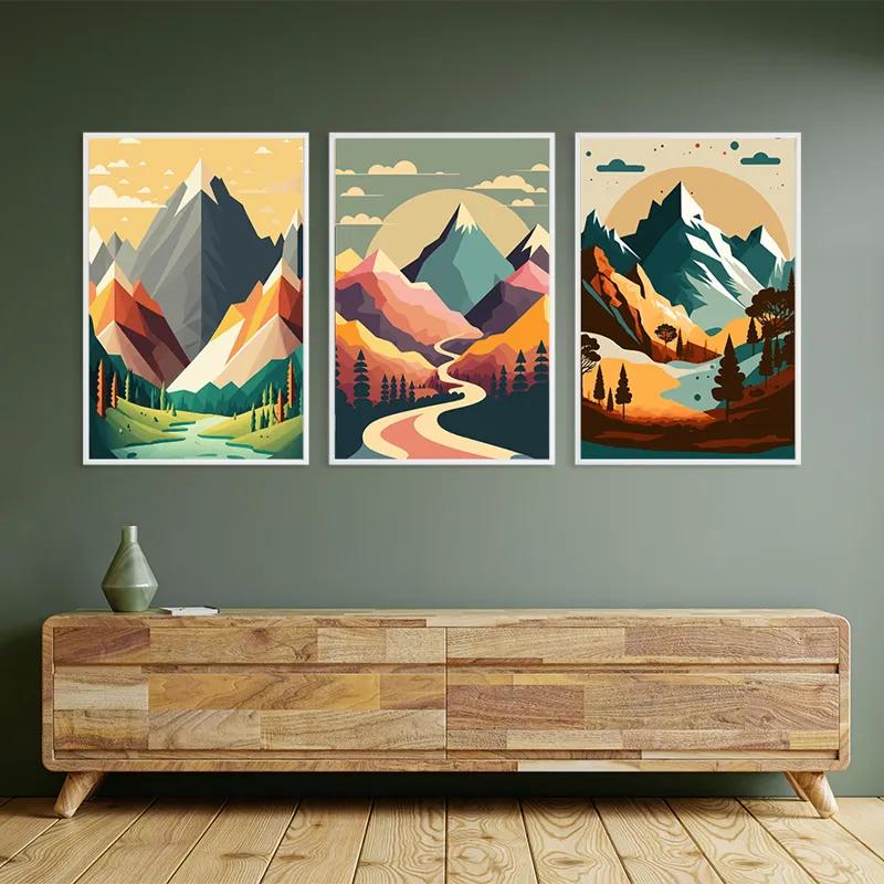 Obraz Multicanvas Colorful Mountain Set mockup 2