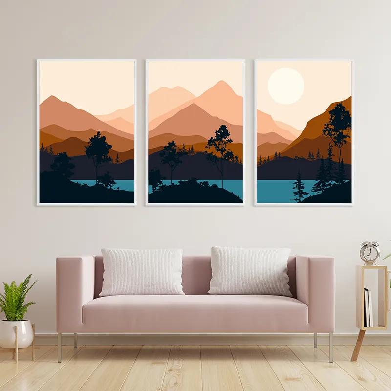 Obraz Multicanvas Cream Moon Mountain mockup 3