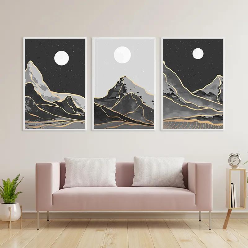 Obraz Multicanvas Grey Moon Mountain mockup 3