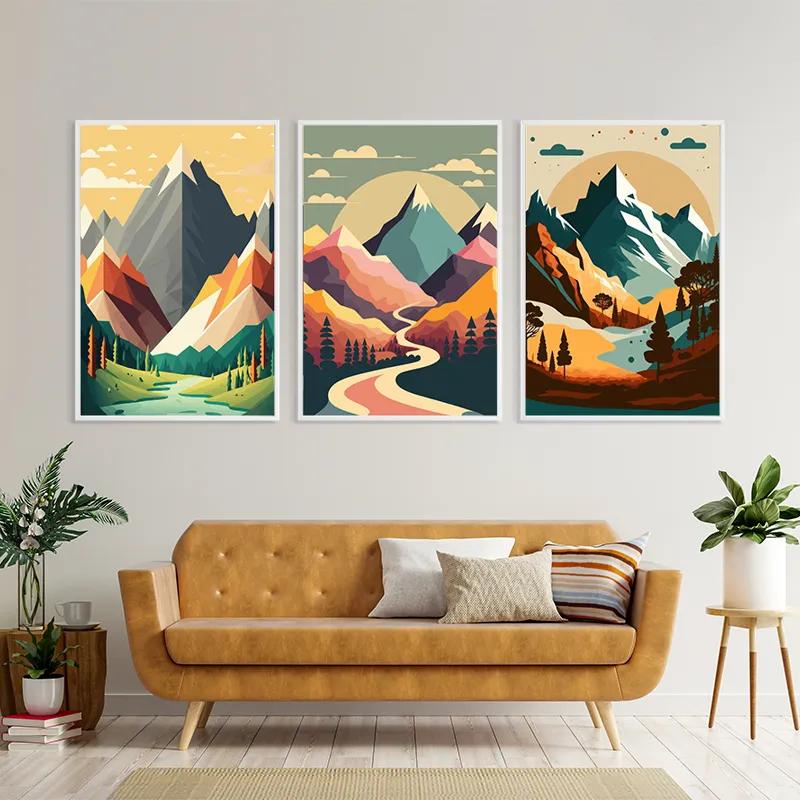 Obraz Multicanvas Colorful Mountain Set mockup 4