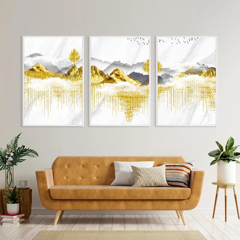 Obraz Multicanvas Golden White Mountains mockup 4
