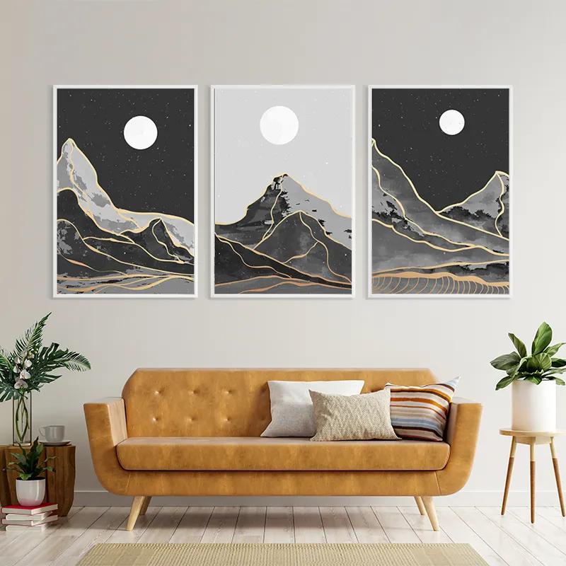 Obraz Multicanvas Grey Moon Mountain mockup 4