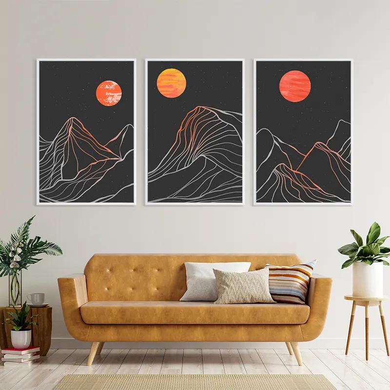 Obraz Multicanvas Orange Moon Line mockup 4