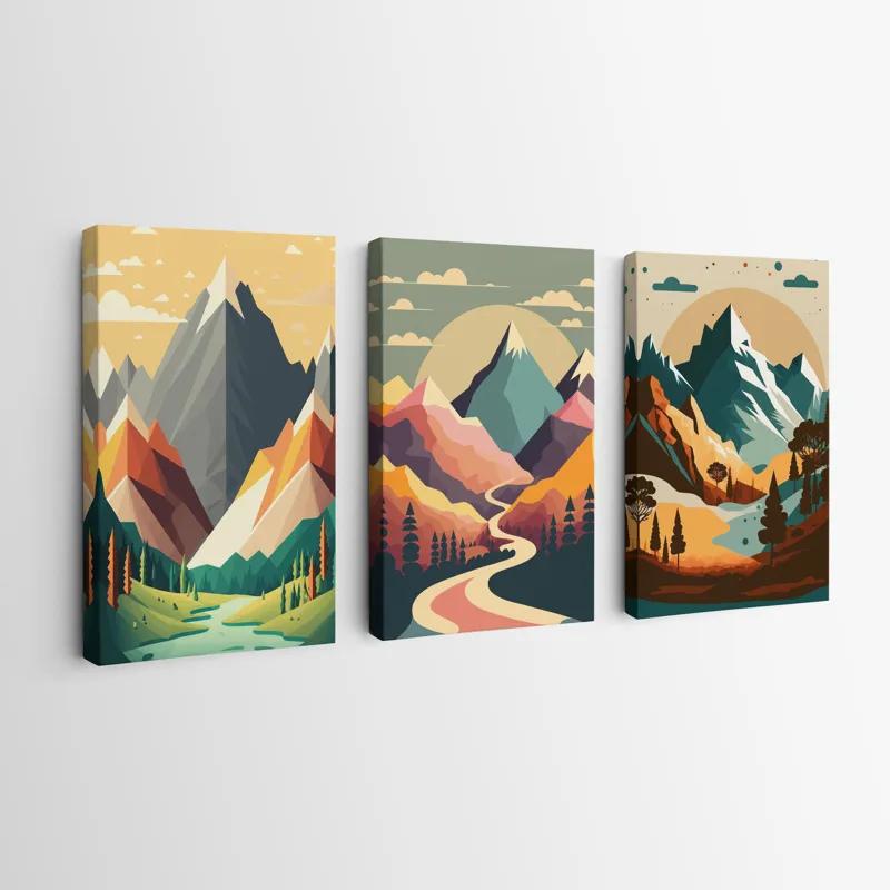 Obraz Multicanvas Colorful Mountain Set mockup 0