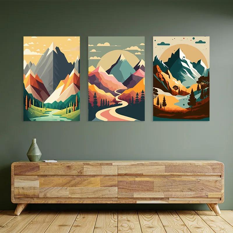 Obraz Multicanvas Colorful Mountain Set mockup 2